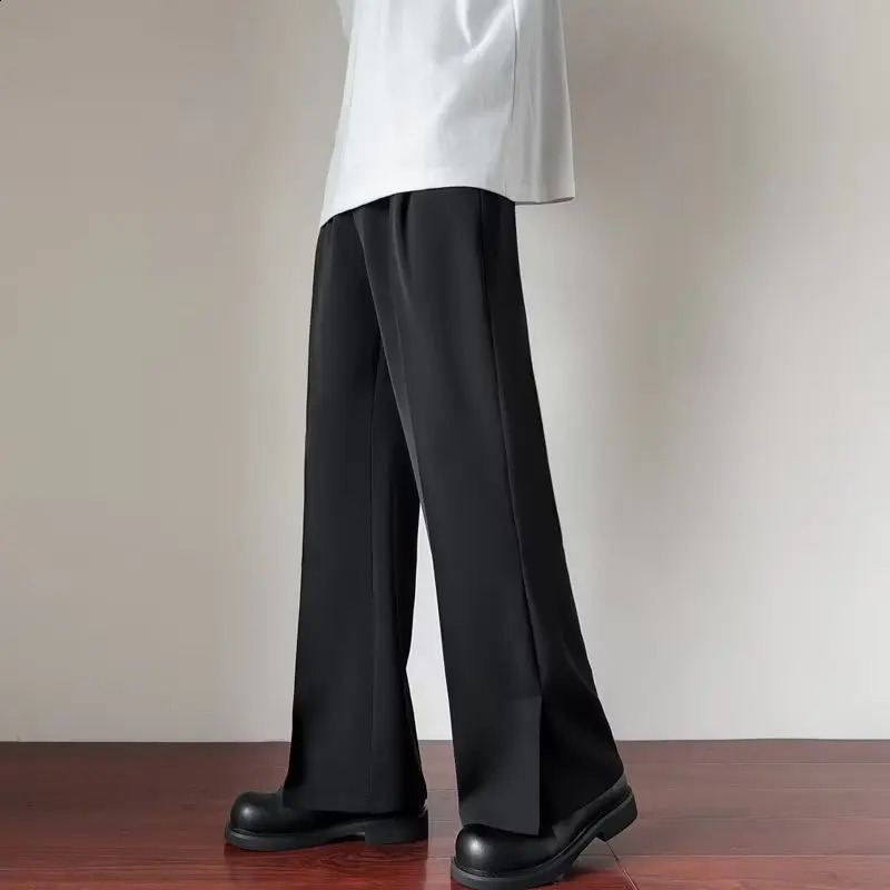Fashion Spring Autumn Men Split High Waist Trousers Male Long Thin Solid Color Pant Mens Casual Straight Suit Pants I725 240824