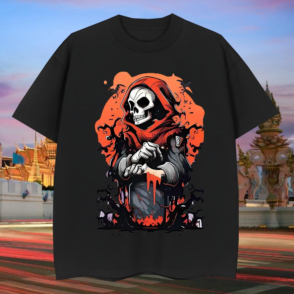 TOP Quality T shirt 230g 100% Cotton skull Hip Hop Street Plus Size Custom O Neck Short Sleeves Tshirts Fashion New Tees