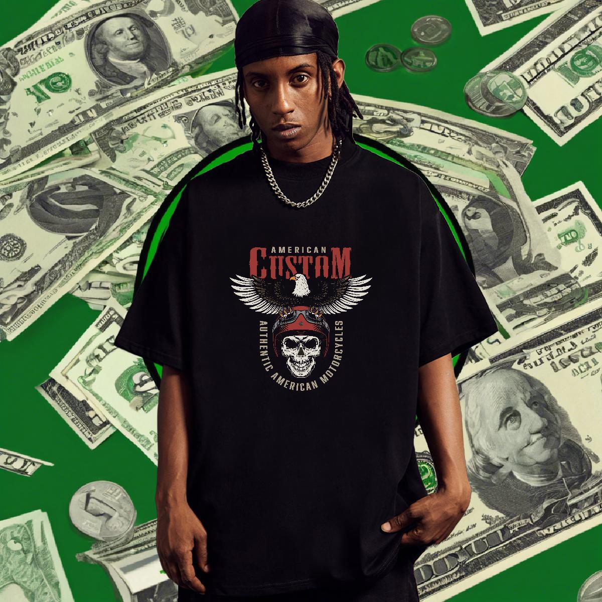 Brand T Shirts Men 230g 100% Cotton skull Street wear Hip Hop Oversized 3XL 4XL O-Neck Short Sleeve Men Tops Tees DIY Clothes