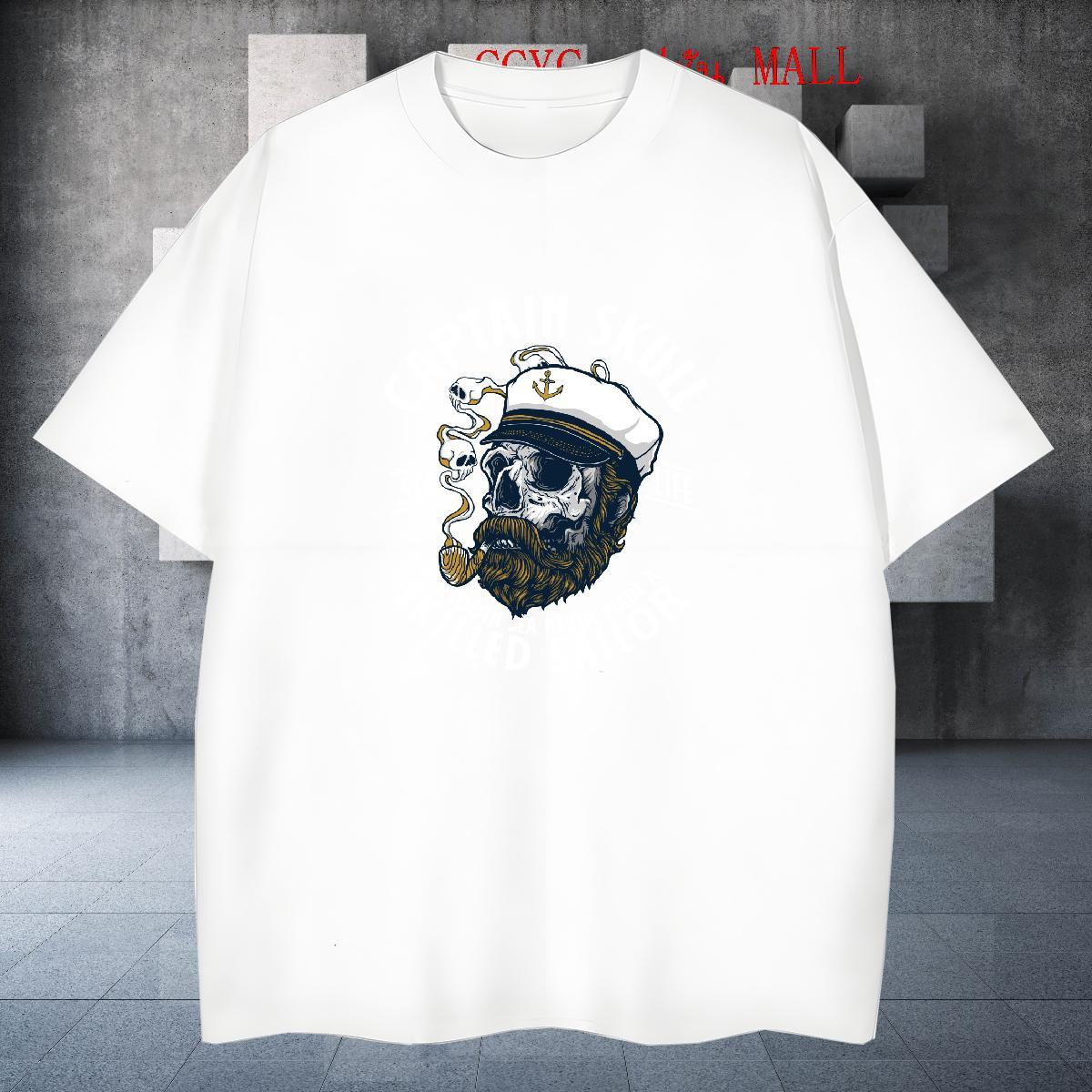 Cool T-Shirts for Men 230g 100% Cotton skull Summer Casual Custom Printed Breathable Crew Neck Men Tshirts Classic Casual Tees