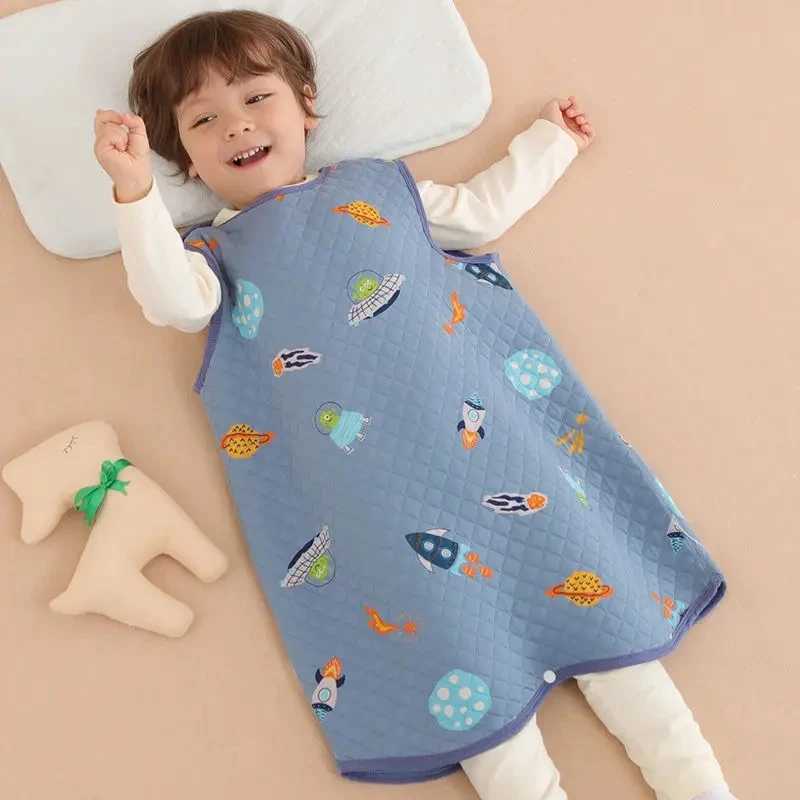 Children Jumpsuit Pajamas Newborn Sleeping Bag With Snap Buttons Spring Autumn Winter Baby Cotton Interlayer Vest Sleeping Bag M240824
