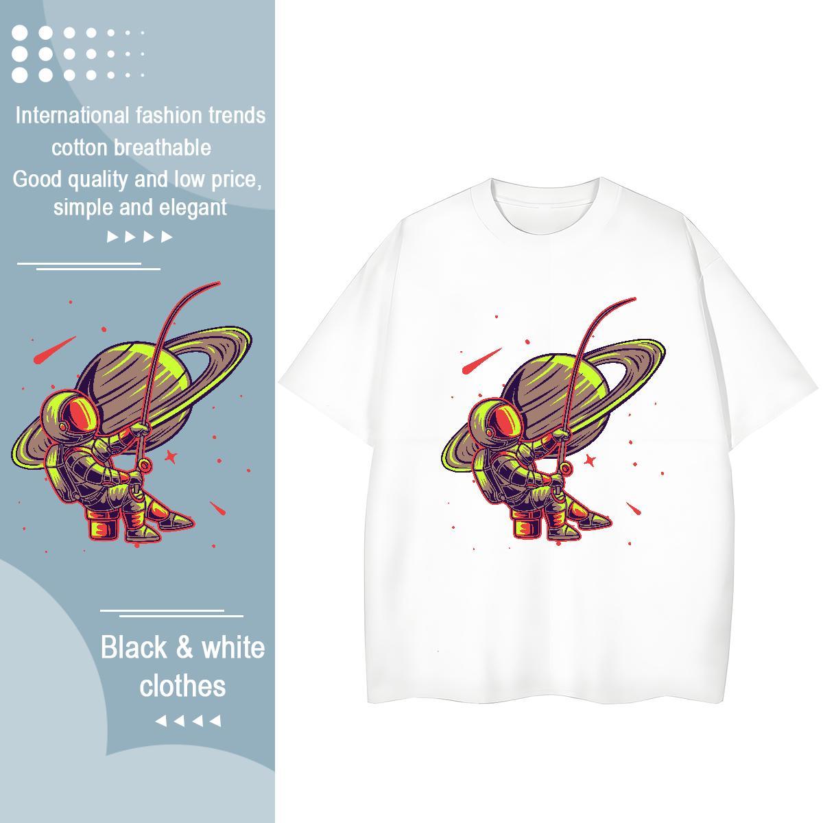 Lady Women Tshirts 100% Cotton 230g cosmonaut Sports Street Wear T shirt Short sleeve Soft Custom Printing Top Tees