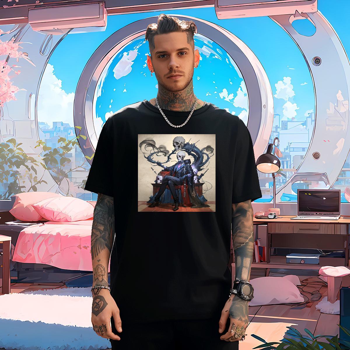 Cool Design Mens T Shirts 230g 100% Cotton skull High Street Hip Hop Plus Size Cartoon Short Sleeve O-Neck Men Tshirts Designer Wear
