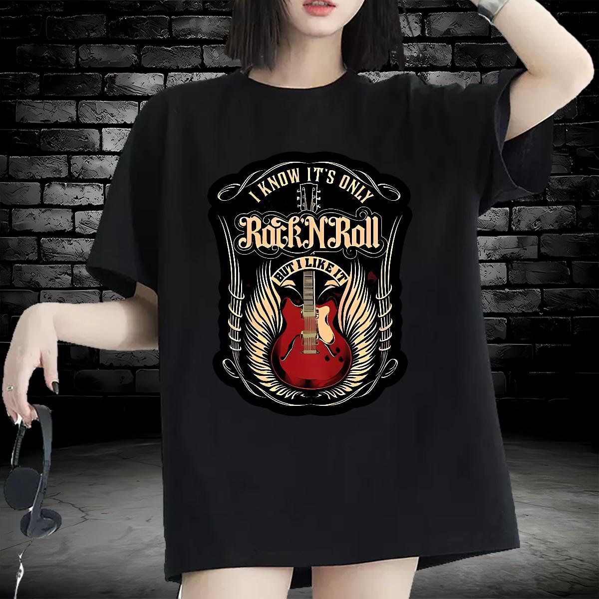 Unisex Women Tshirts 230g 100% Cotton rock Sports Casual T-Shirts for Women Short sleeve Soft Custom Print Oversized Top Shirts