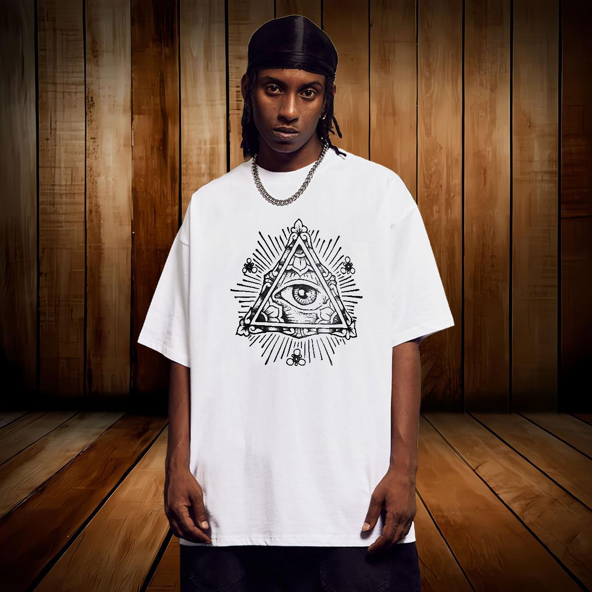 Free Shipping T Shirt For Man 230g 100% Cotton eye of the devil Spring Summer Black Oversized Breathable Crew Neck Mens Tshirts Stylist Tees Shirts