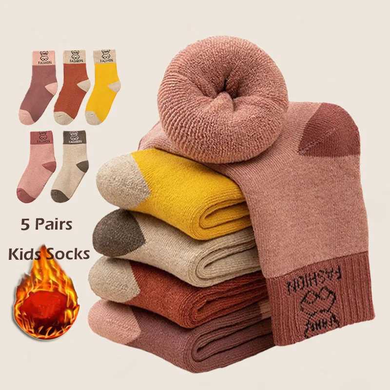 Winter Socks Baby Socks 5 Pairs /bag Warm Cotton Cartoon Socks Kids Girls Boys Thicken Sock CL240824