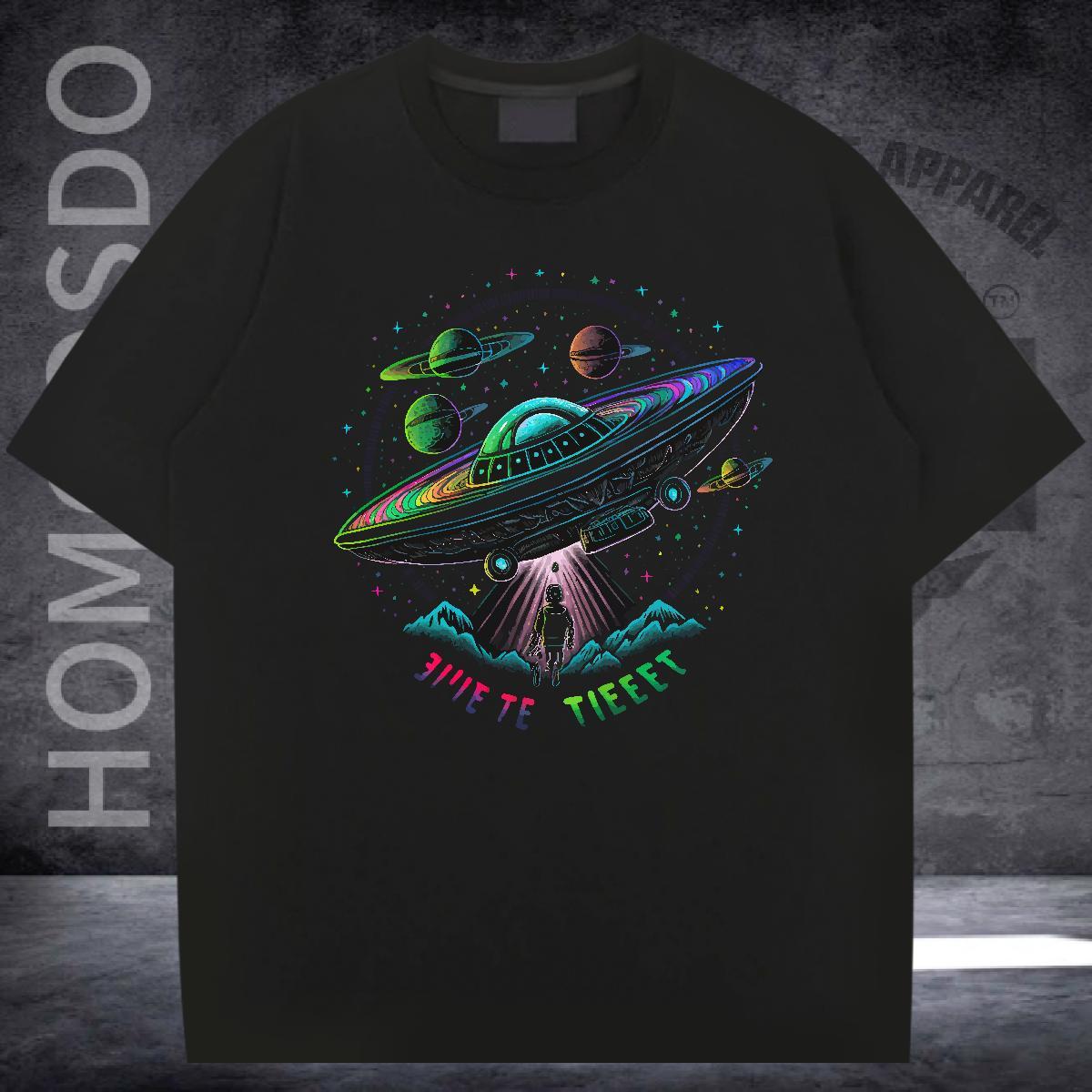 Free Shipping T-Shirts 230g Cotton UFO Home Outdoor Graphic Breathable Crew Neck Tshirt for Man Woman 2024 New Polos