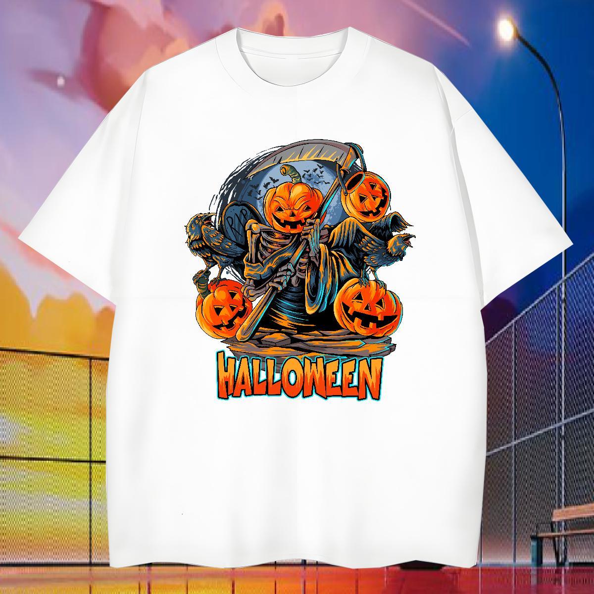 Wholesale Men Tops Tees pumpkin Street wear Hip Hop 230g 100% Cotton Tee Shirt Breathable Soft Free Shipping T Shirts Men Custom Printed