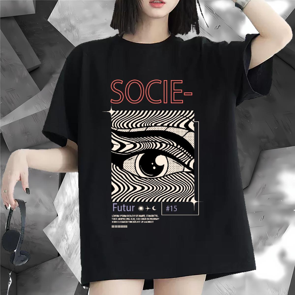 Unisex Tshirt for Man Woman 230g Pure Cotton eyes Summer Casual T-Shirts for Women Short sleeve Soft DIY Anime Printed Tops Tees