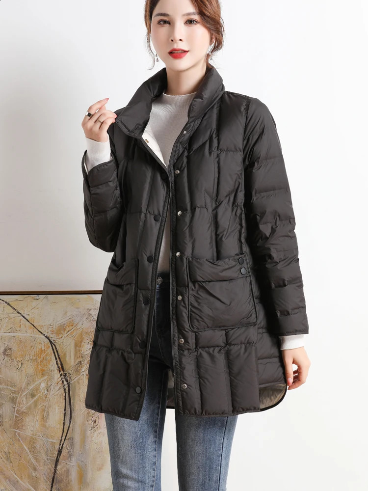 Janveny Winter Womens Lightweight 90% White Duck Down Jacket Ultra Light Warm Loose Inflatable Park 240823
