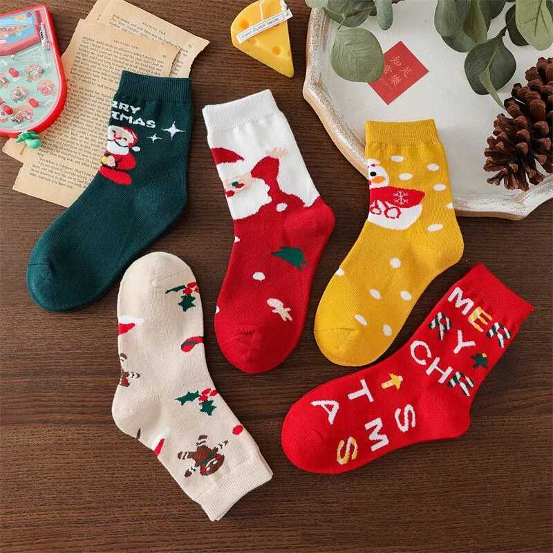 Kids Christmas Socks For 1-10Years Childrens Short Socks Girls Boys Winter Warm Cotton Toddler New Year Gift Santa Claus Socks CL240824