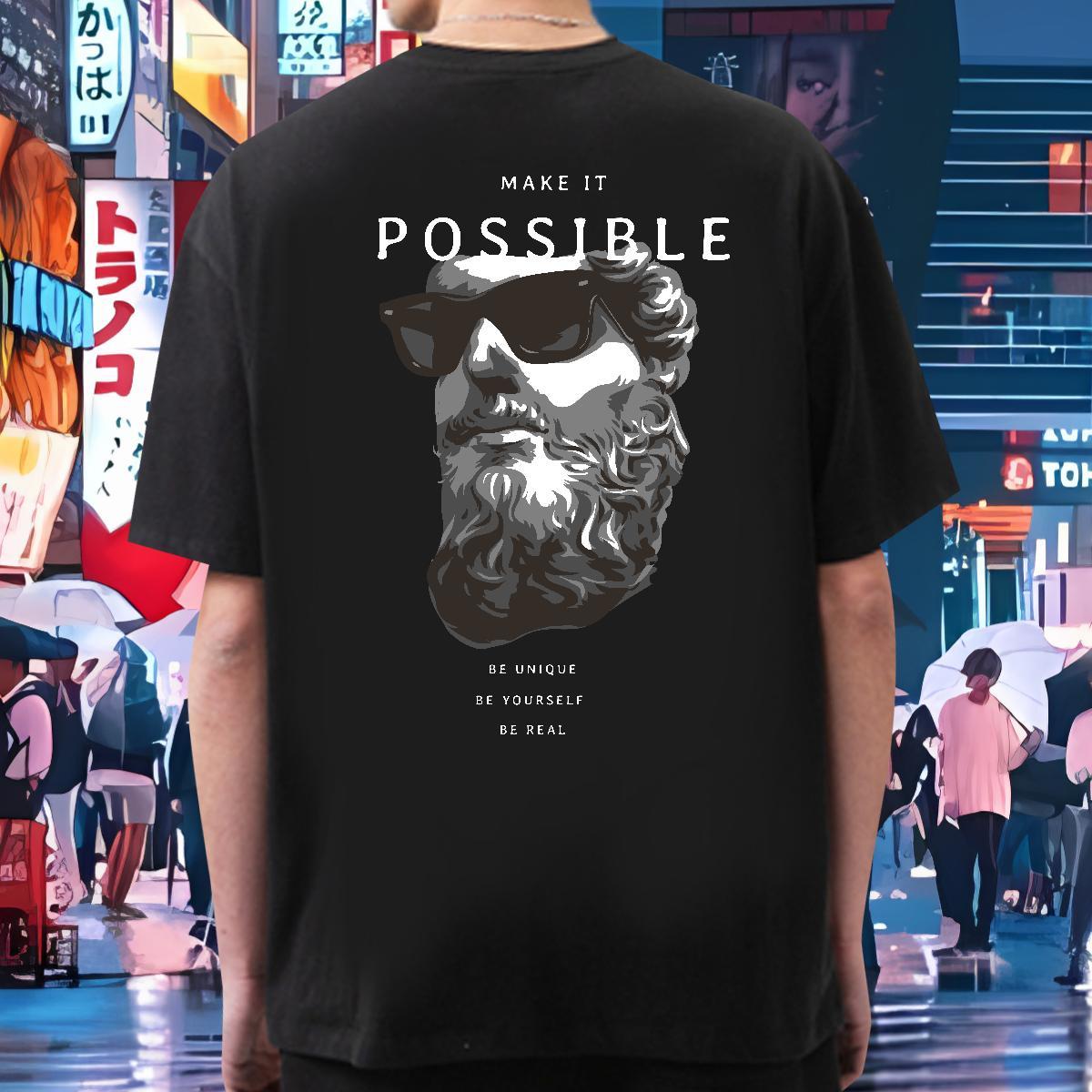 Brand T shirt 100% Cotton 230g portrait Summer Casual Cartoon Printing L-4XL Breathable Men Tshirts New Designer Tees