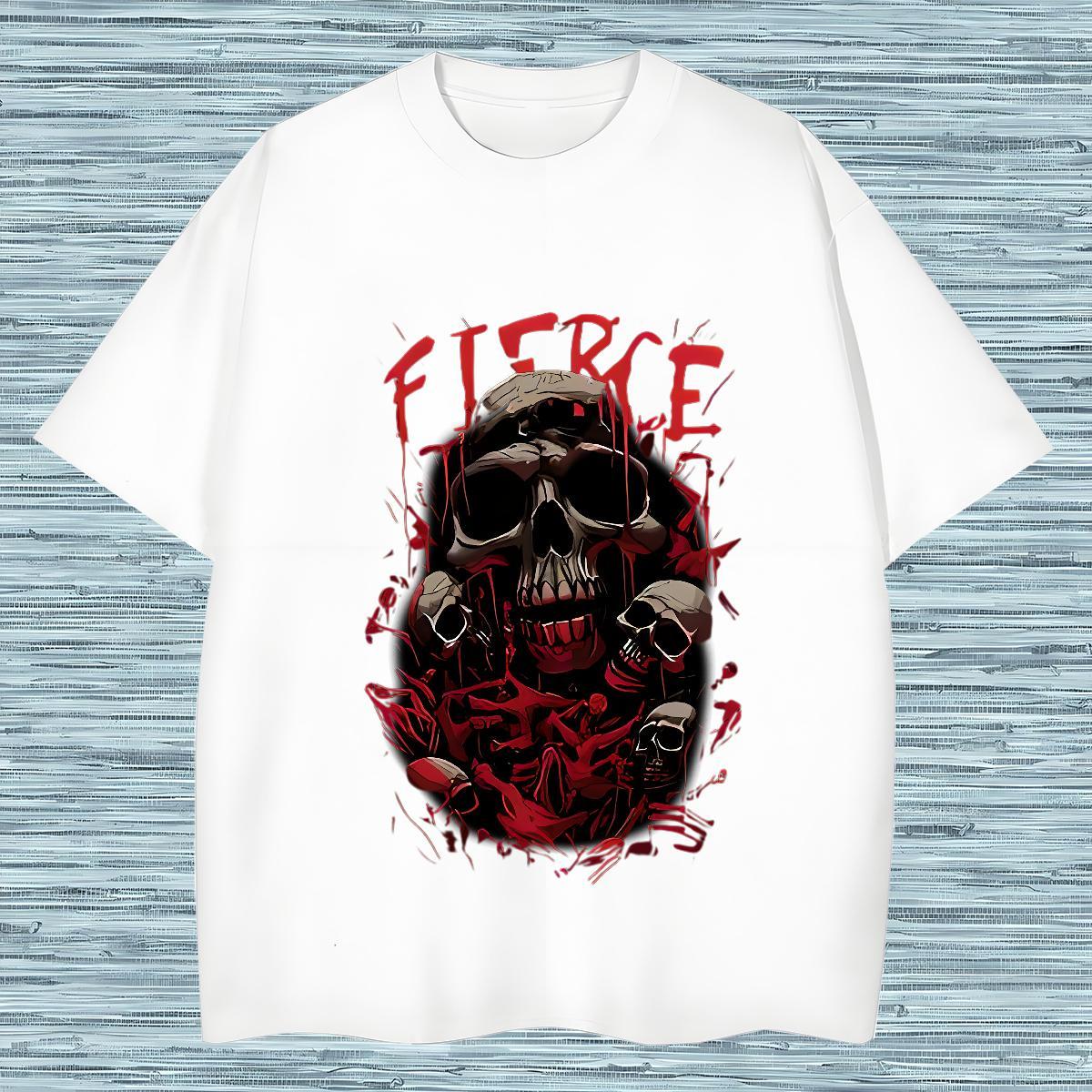 Brand Mens T Shirts 230g Pure Cotton bloodiness Casual Plus Size Cartoon Round Neck Short Sleeve Tshirts Classic Casual Tops