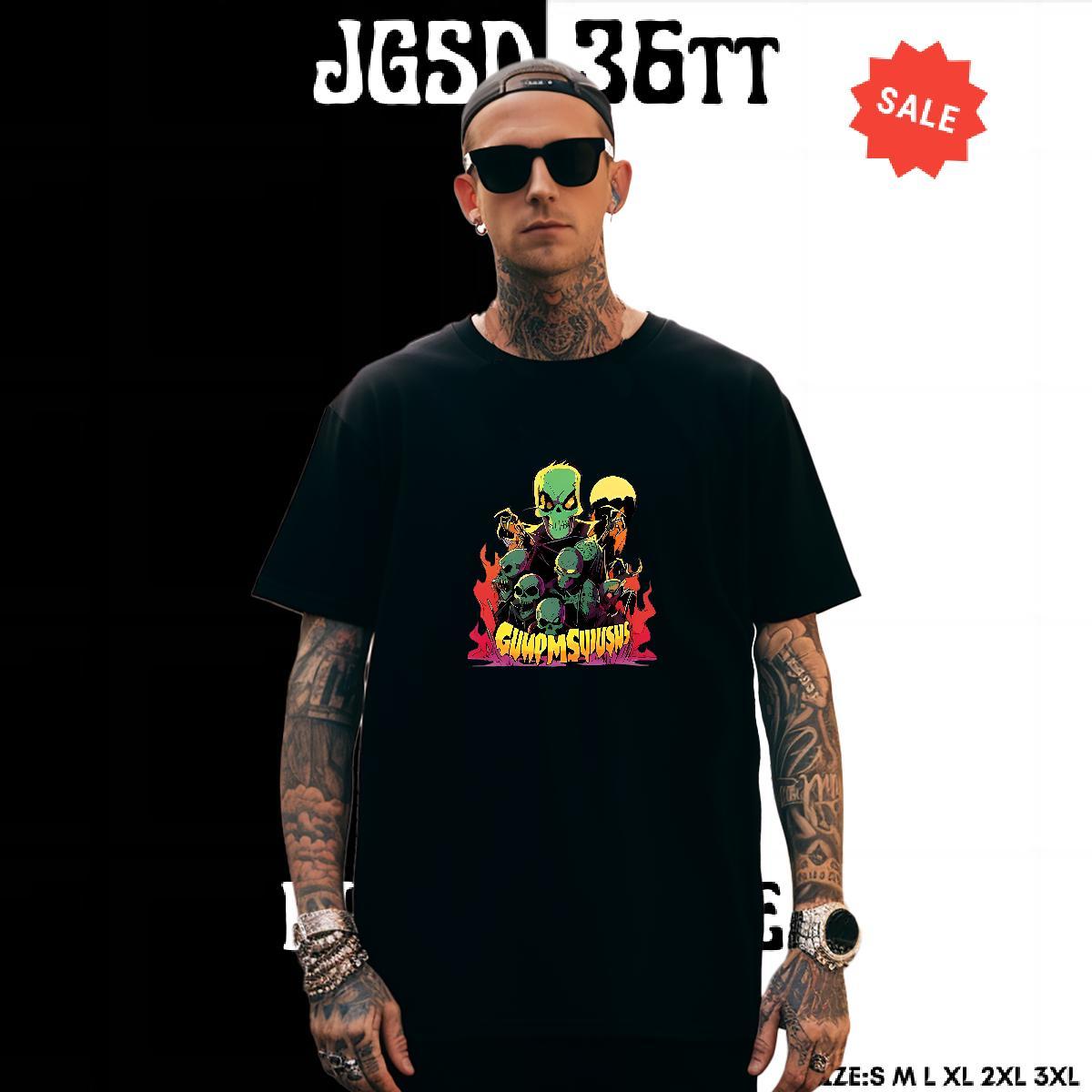 Unisex T Shirts Men 230g 100% Cotton skull Anime Printing Street Asian Size Breathable Short Sleeve Tshirts 2024 Designer Tops Shirt