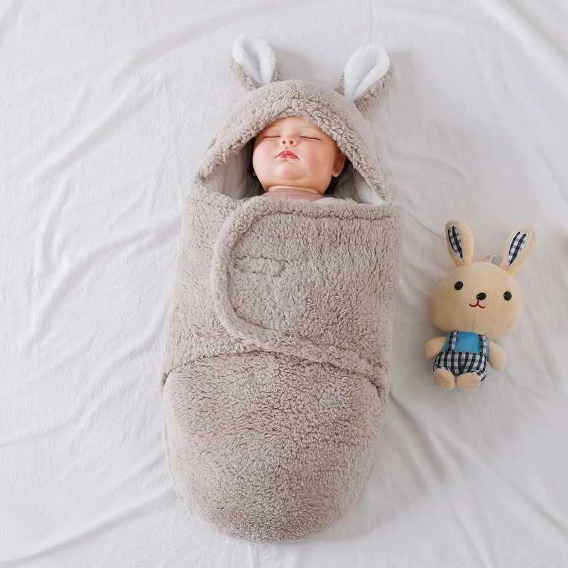 Autumn Winter Infant Toddler Thicken Cashmere Receiving Blankets 0-6M Newborn Sleeping Bag Swaddling Kids Accessories M240824