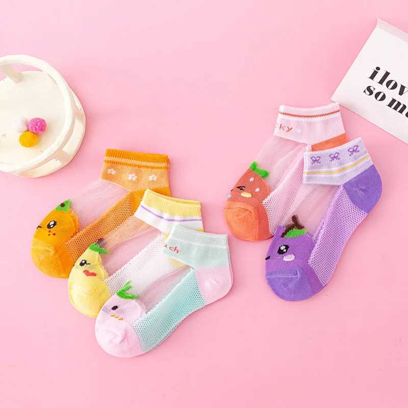 5 pairs of girls socks summer ultra-thin cassette socks soft and breathable non-stuffy candy-colored socks sweet little princess CL240824