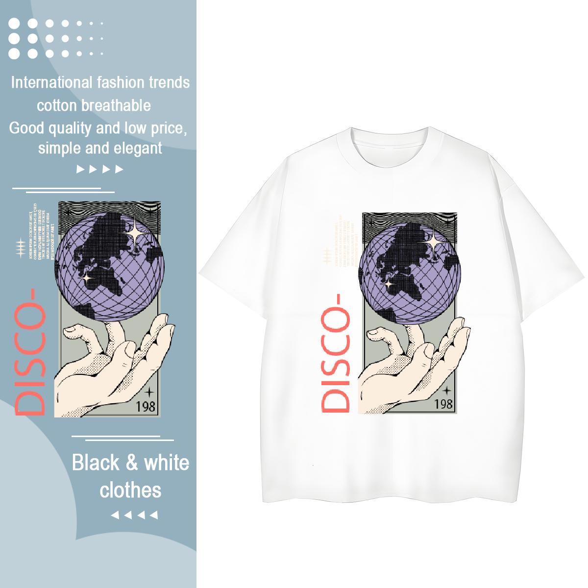 Comfortable T shirt 230g Pure Cotton disco Outdoor Black White Breathable Short Sleeve Men Tshirts Fashion Designer Tops Tees