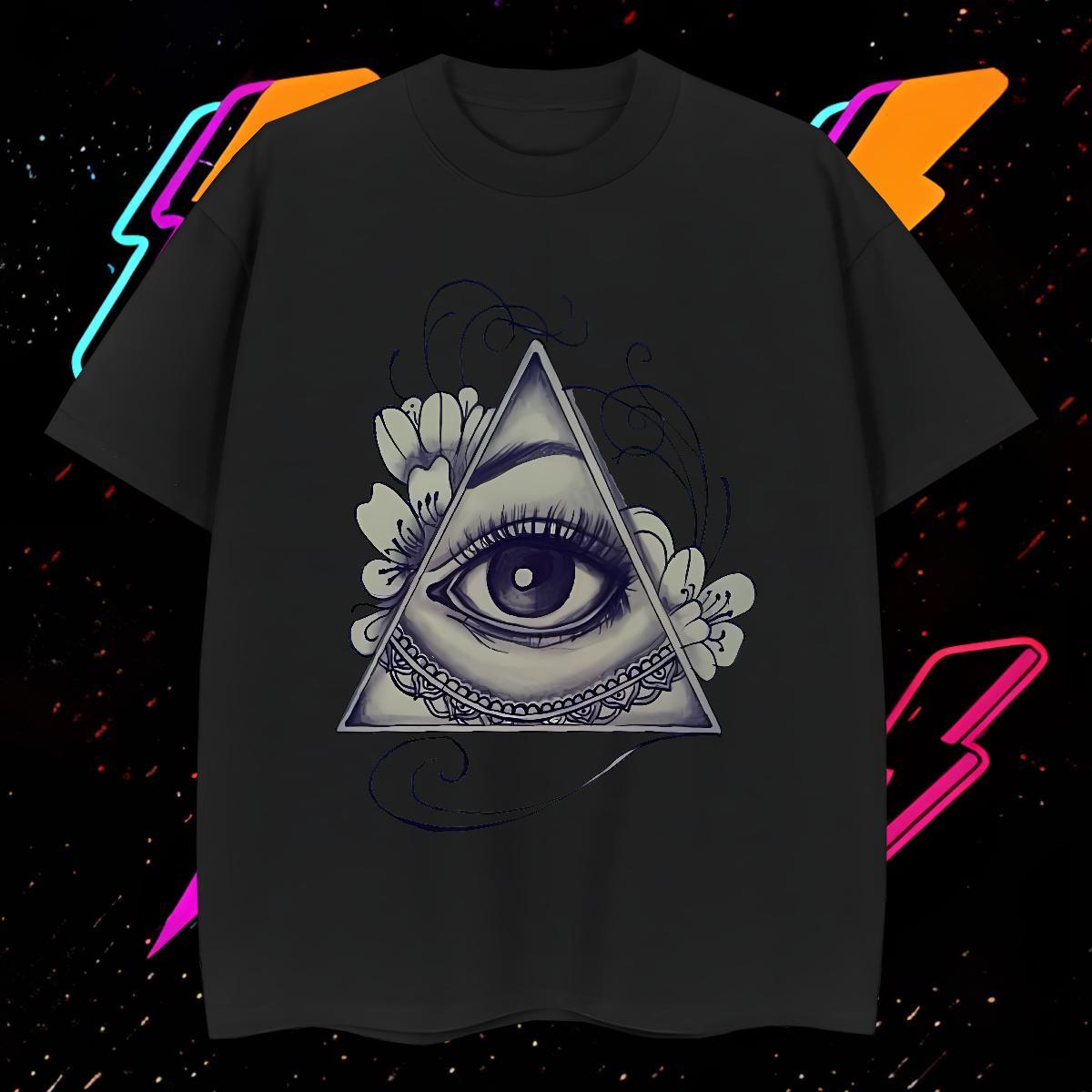 Loose Fit T-Shirts 100% Cotton 230g eye of the devil Street DIY Short Sleeve O-Neck Tshirts Brand Polos