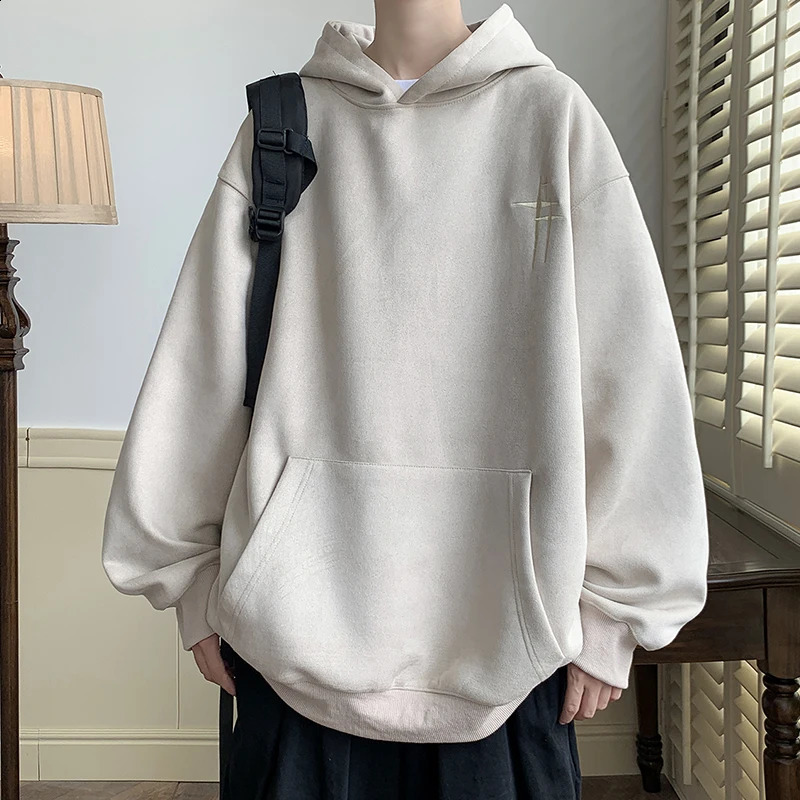 Mens Hoodie Retro Embroidered Suede Sportswear High Quality y Neutral Zipper Y2k Clothing 240823
