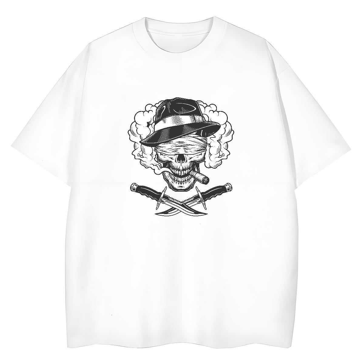 Unisex Man T Shirts 230g 100% Cotton skull Outdoor Custom Big Size Short Sleeve O-Neck Mens Tshirts Classic Clothings