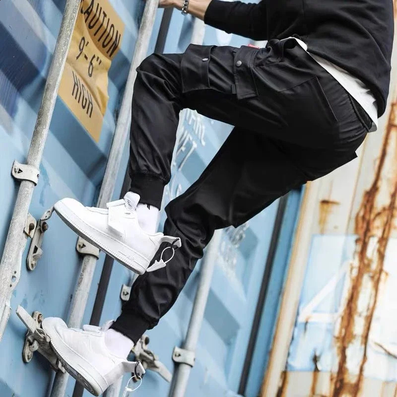 Mens cargo pants with multiple pockets harem mens Trouser white stacking retro Korean style est casual and comfortable fit 240823