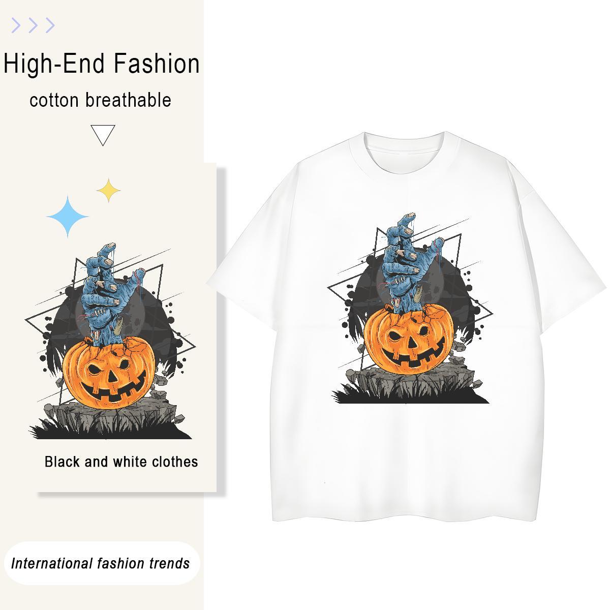 New Arrival Mens Tshirts Halloween Summer Casual 100% Cotton 230g Top Tees Breathable Soft Brand Man T Shirts Black White