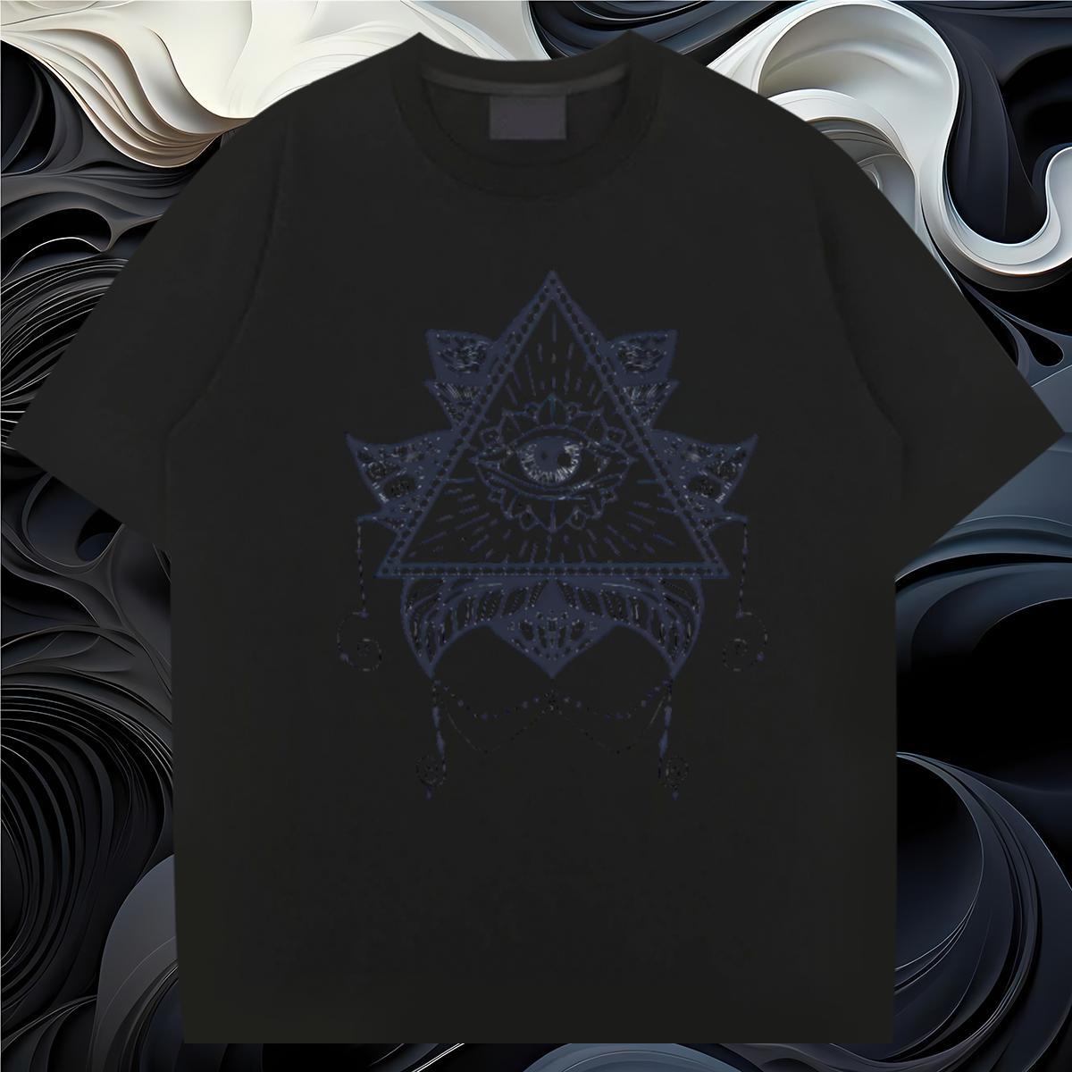 Popular T Shirt For Man 100% Cotton 230g eye of the devil Street Casual DIY Logo Oversized O Neck Short Sleeves Men Tees New Arrival Top Tees