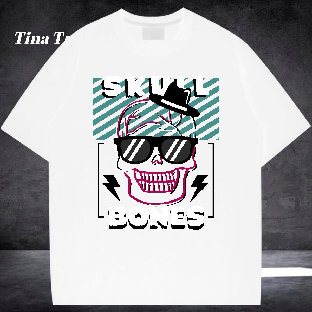 Designer T shirt 230g 100% Cotton skull High Street Hip Hop DIY Logo Oversized Breathable Mens Tshirts Fashion Tee Shirt