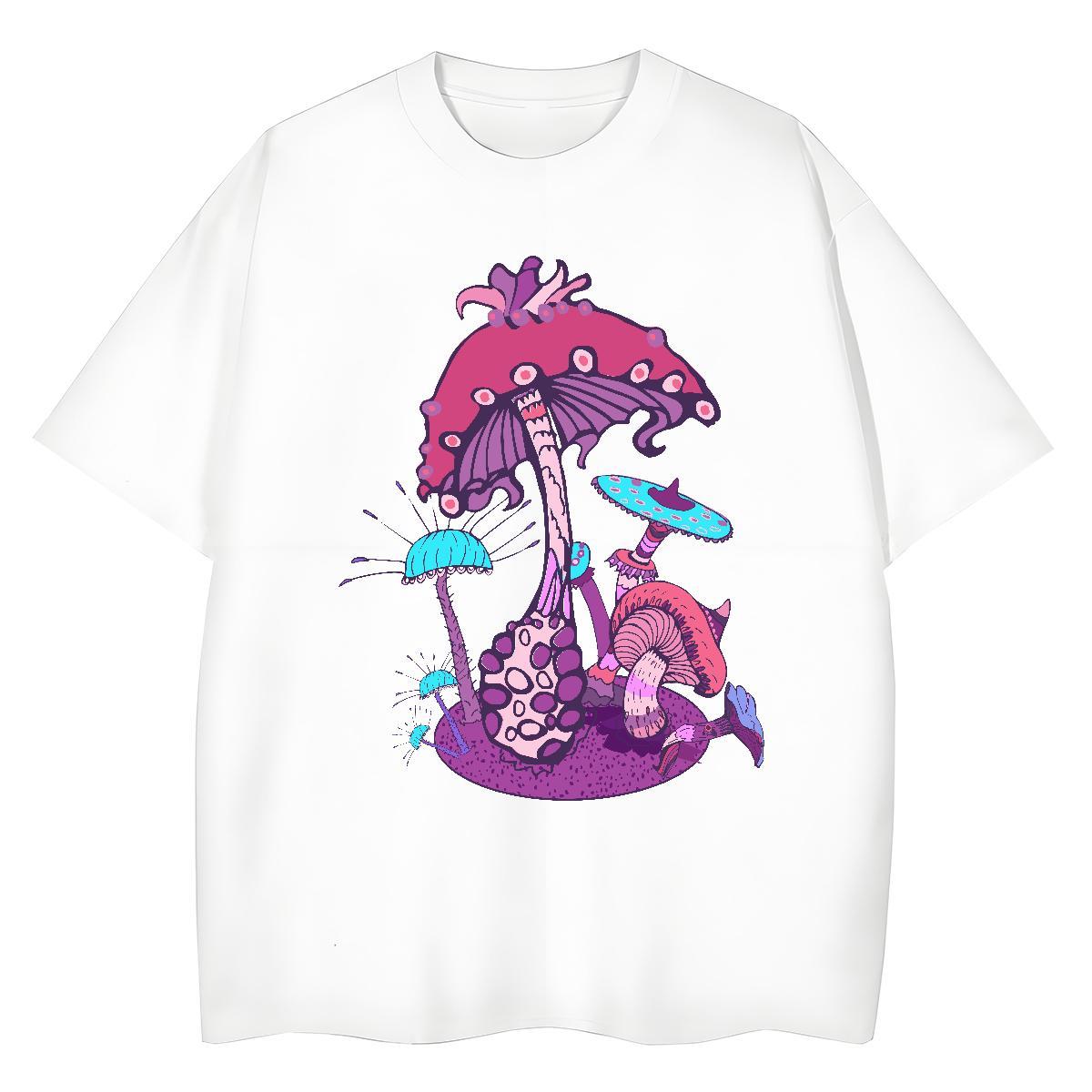 Brand Men Clothes T-Shirt mushroom Outdoor 230g Cotton Wear Crew Neck Breathable Wholesale T Shirts Men Black Oversized