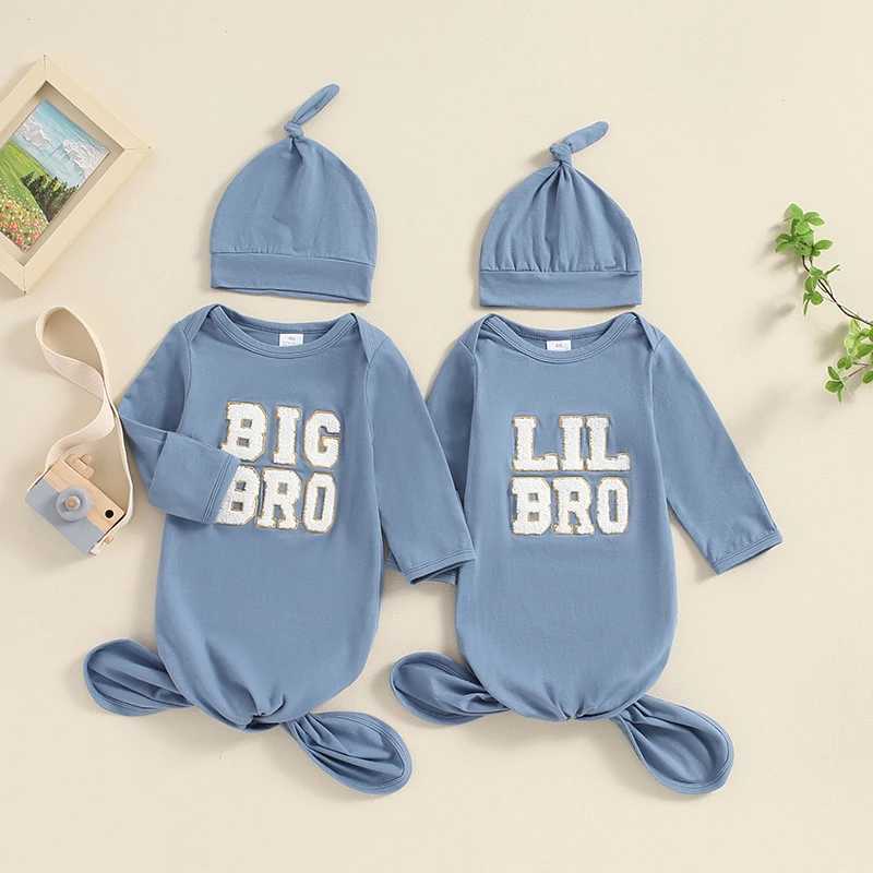 SUNSIOM Baby Sleeping Bag Knotted Gown with Hat Long Sleeve Letter Embroidery Newborn Sleeper Sleeping Bag for Boys Girls M240824