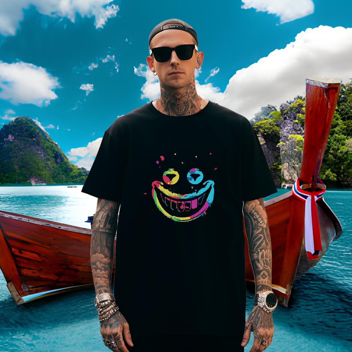 High Quality T shirt 230g 100% Cotton skull Beach DIY Logo Oversized Crew Neck Breathable Men Tops Tees Designer Wear