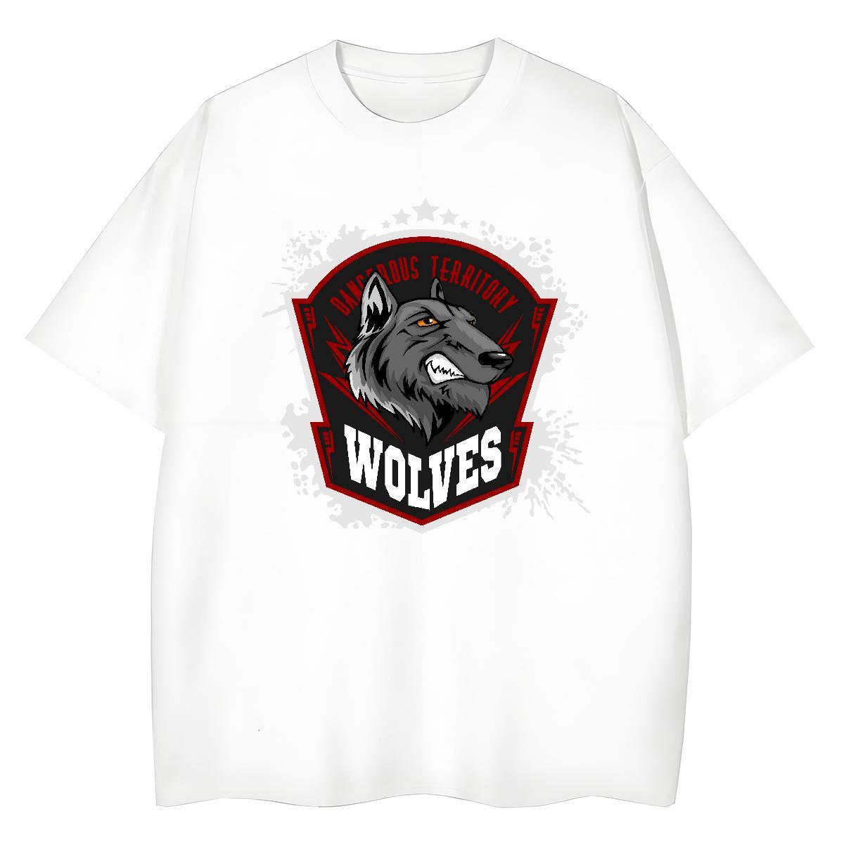 Casual New Tshirt for Man Woman wolf Sport 230g Pure Cotton Tops Shirt Breathable Short Sleeve High Quality T-Shirts for Men Plus Size Cartoon