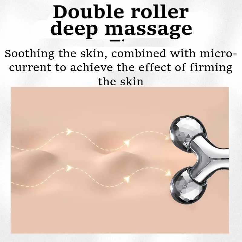 3D Face lift Roller Massager Massage Instrument 360 Rotate Roller Massager Y Shape For Face Lifting Wrinkle Remover Silvery CL240824