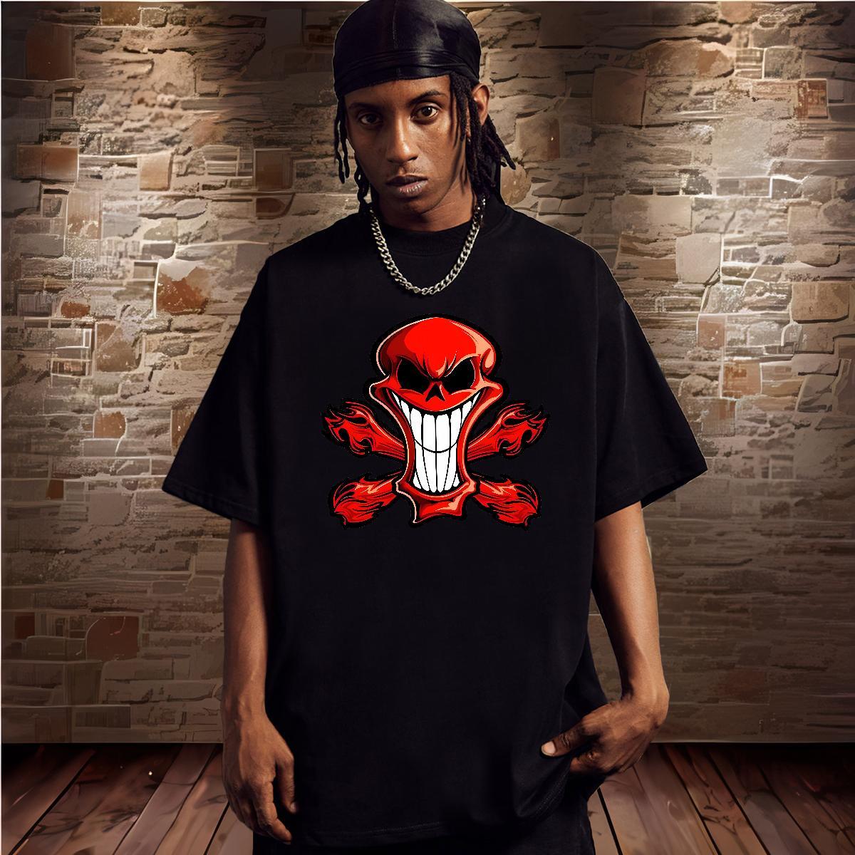 Unisex Men T Shirts 230g Pure Cotton monster Beach Black Oversized Breathable Short Sleeve Mens Tshirts 2024 Summer Tops Shirt