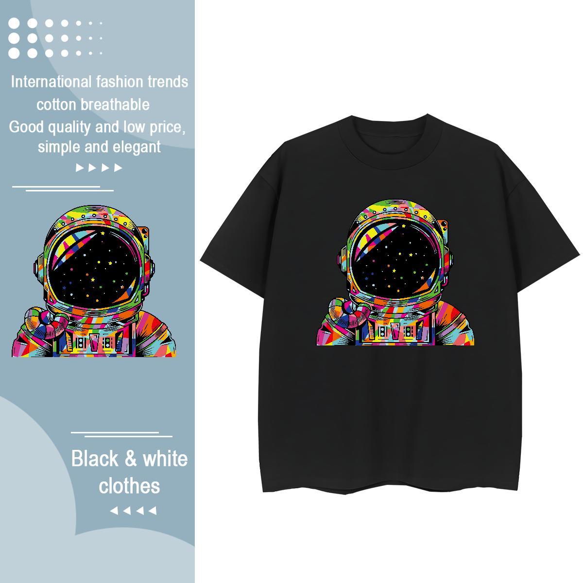Lady Tshirt for Man Woman 100% Cotton 230g outer space Home Outdoor T shirt Breathable Short Sleeve Black Oversized Top Tees