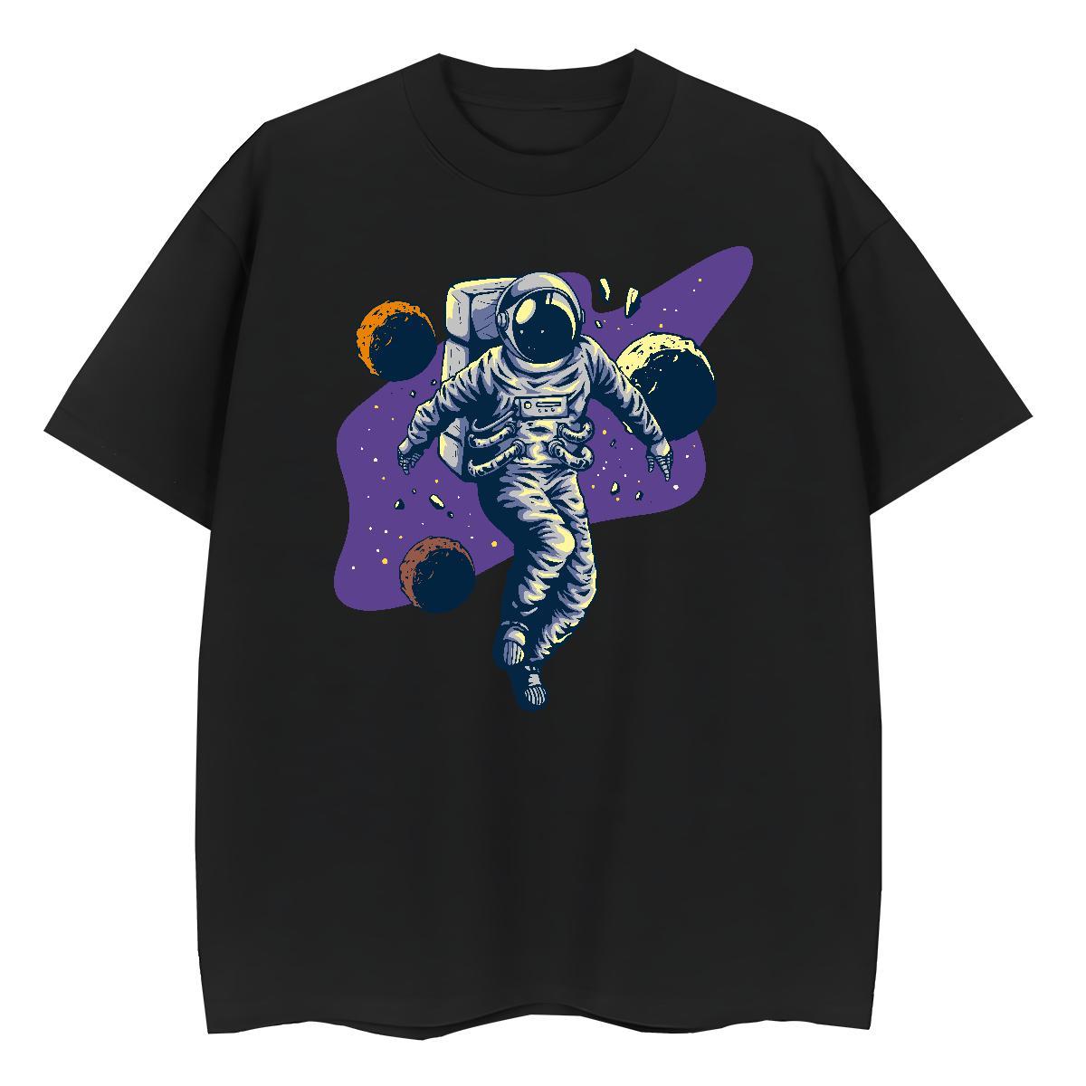 Free Shipping Womens Tshirts 230g Cotton cosmonaut Beach T-Shirts Round Neck Short Sleeve Custom Print Oversized Clothes Shirt