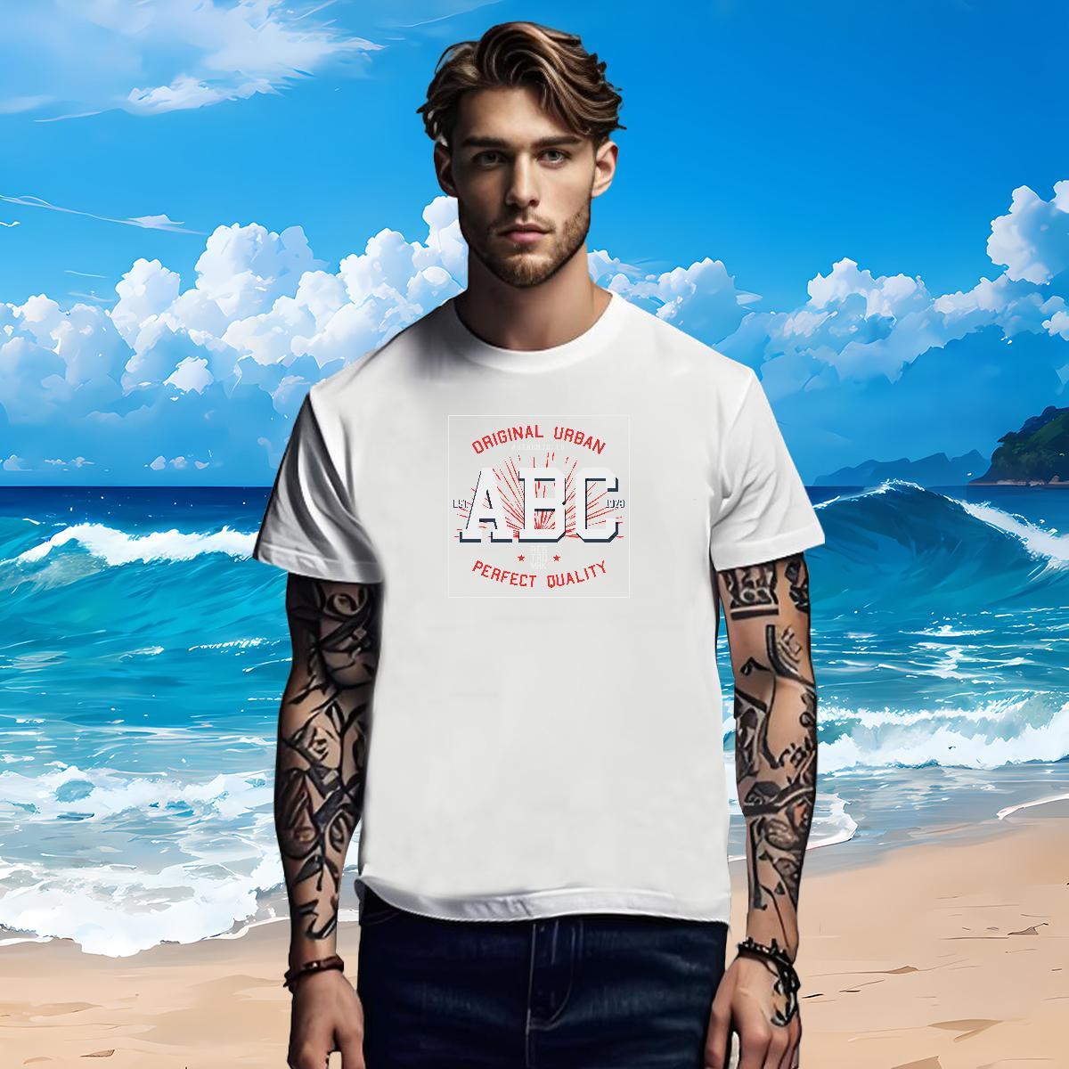 Popular T Shirts Men 230g Pure Cotton letter Casual Floral Print Short Sleeve Soft Men Clothes T-Shirt Fashion Designer Top Tees