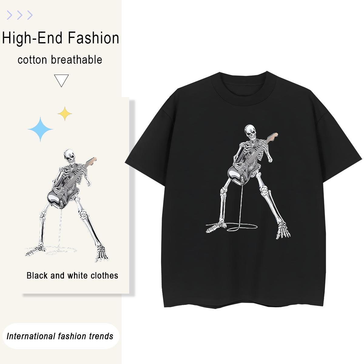 Designer T shirt 100% Cotton 230g skull Sports Casual Custom Cartoon Crew Neck Breathable Tshirts Stylist Top Tees