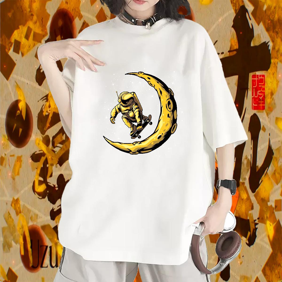 Female Couples T Shirts 230g Pure Cotton universe Hip Hop Street T Shirts Women Breathable Cartoon Anime Tee Shirt
