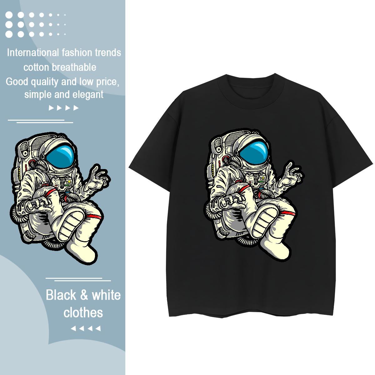 5A Women Tshirts 230g Pure Cotton cosmonaut Beach T-Shirts Breathable Plus Size Custom Top Tees