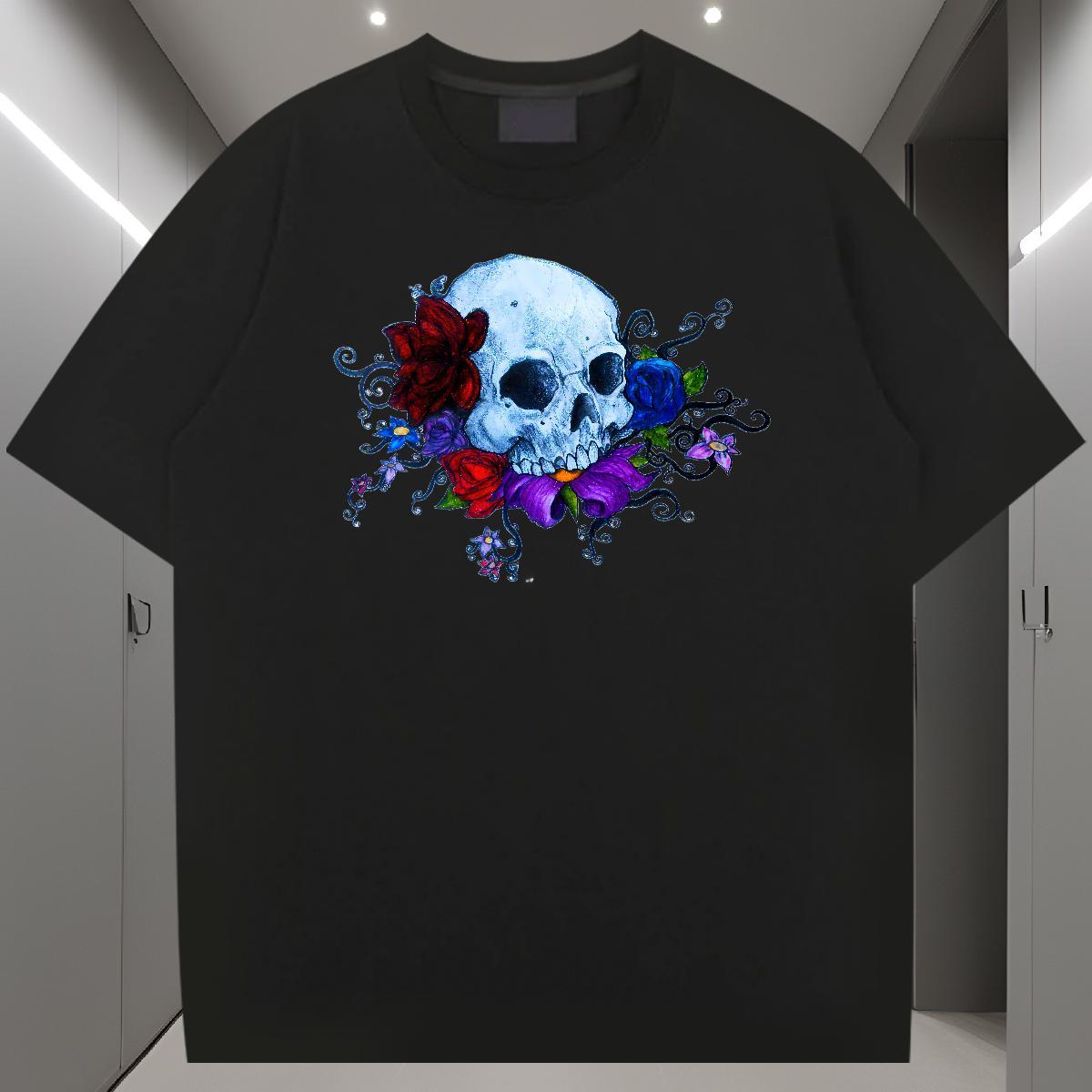 High Quality Man T Shirts 100% Cotton 230g flower Casual Daily Wear Oversized 4XL Breathable Soft Tshirt for Man Woman DIY Tee Shirt