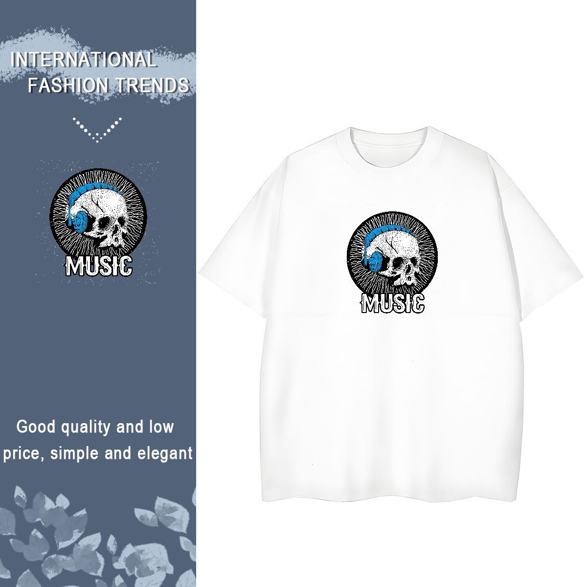 Wholesale Mens T Shirts 230g Pure Cotton skull Casual Black White Breathable Short Sleeve Men Tshirts Designer Tee Shirt