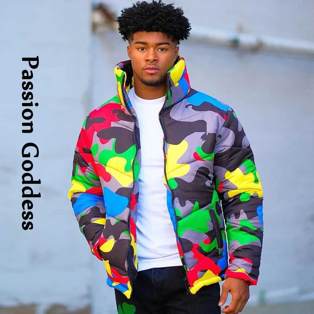 Women's Down Parkas Winter Fashion Women Camouflage Puffer Jacket Cool Warm Zipper Bubble Coats Stand Collar Parkas Down Camo Jacket Outcoat 3XL 