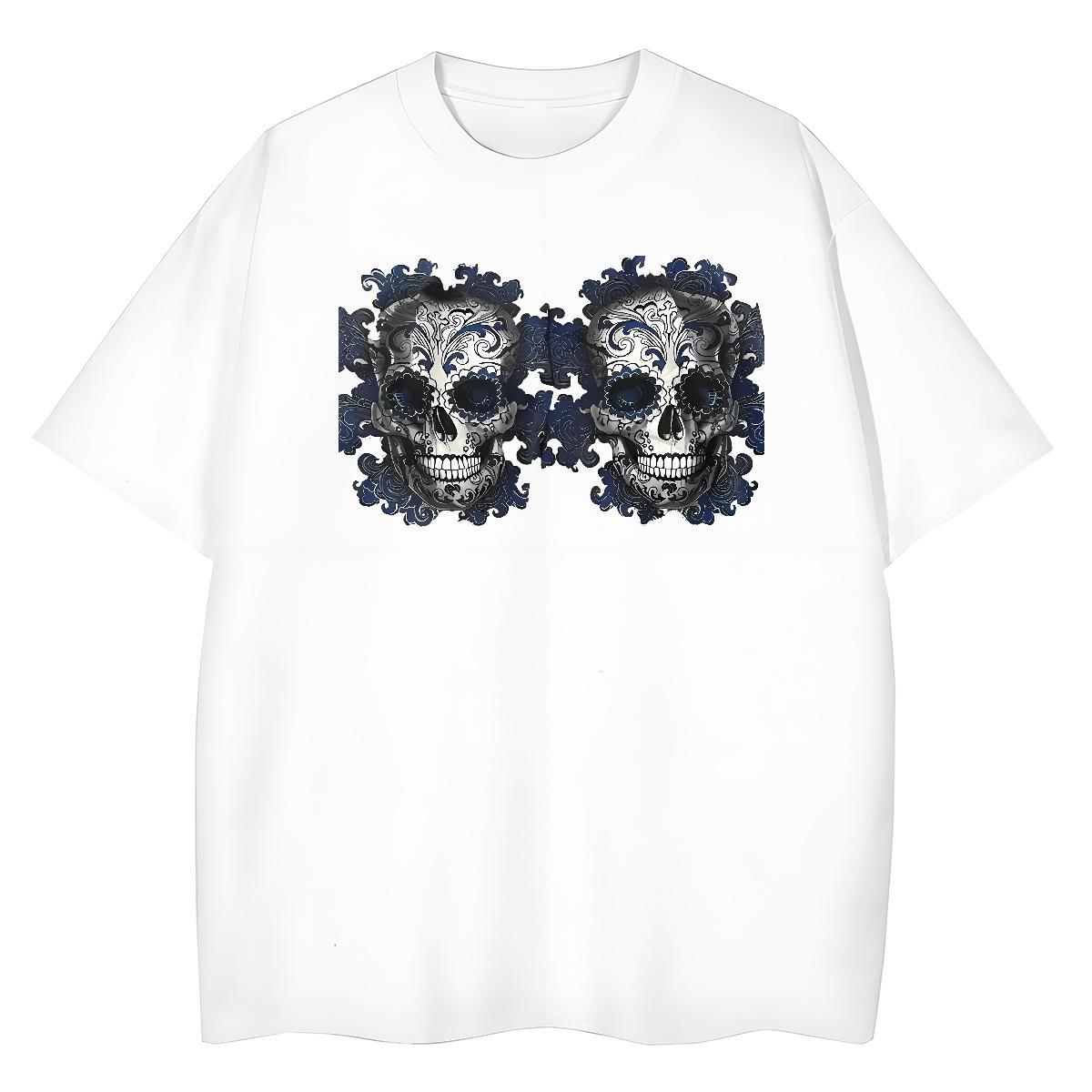 Cool Design T-Shirts 230g Cotton skull High Street Hip Hop Oversized Short Sleeve Soft Tshirts Designer Tops