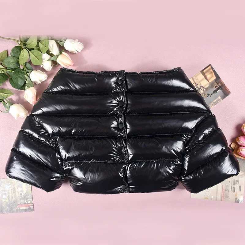 Womens Down Parkas Fashionable womens shoulder inflatable jacket high waist ultrathin heated bubble jacket single chest short inflatable park down j Y
