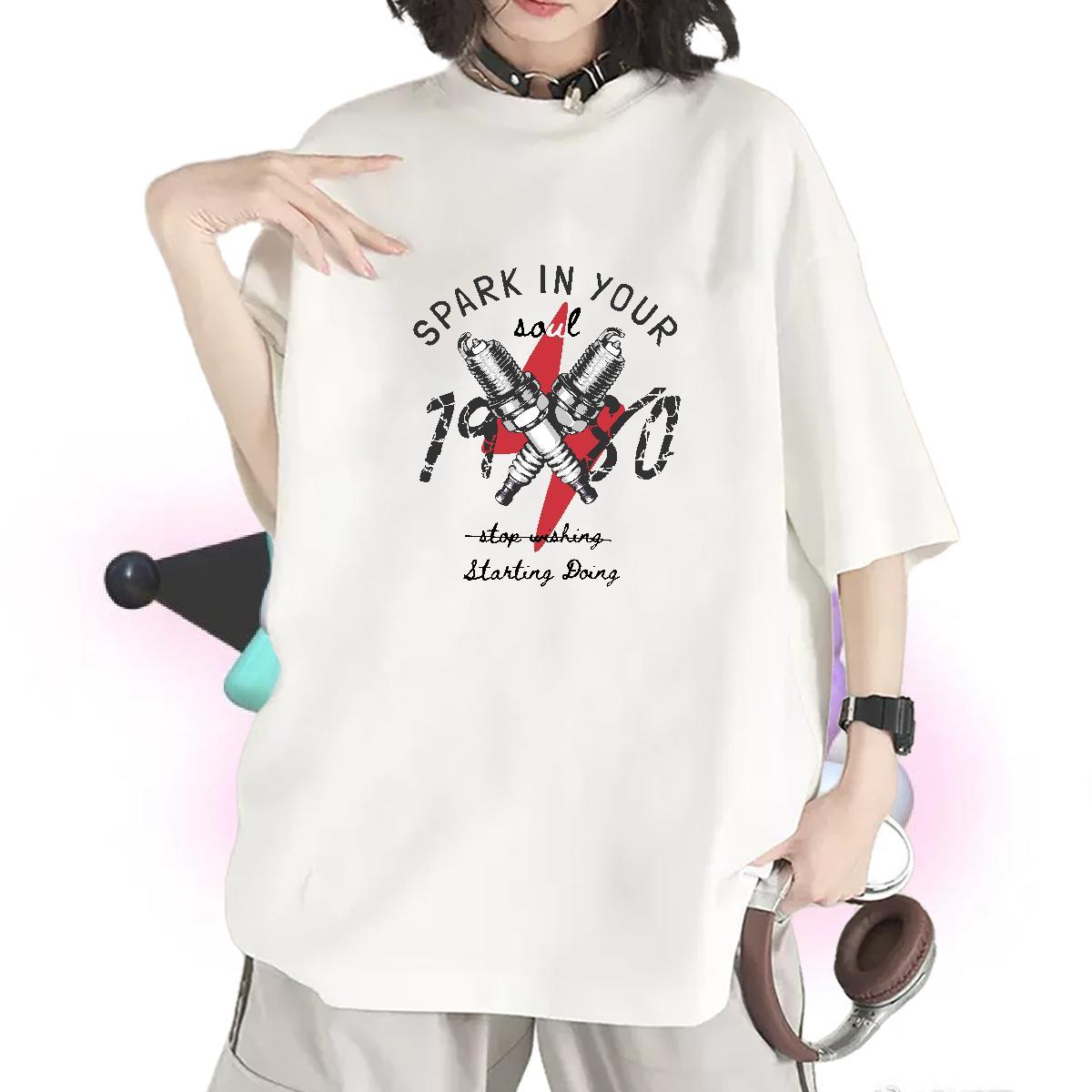Unisex Womens Tshirts 230g 100% Cotton letter Sport T Shirt For Woman Short Sleeve O-Neck Custom Print Plus Size Clothes Shirt