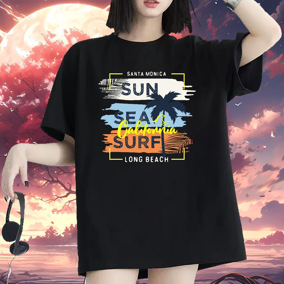 Nice Couples T Shirts 230g Cotton letter Casual Daily Wear Woman T Shirts Breathable Crew Neck Custom Printed Clothings