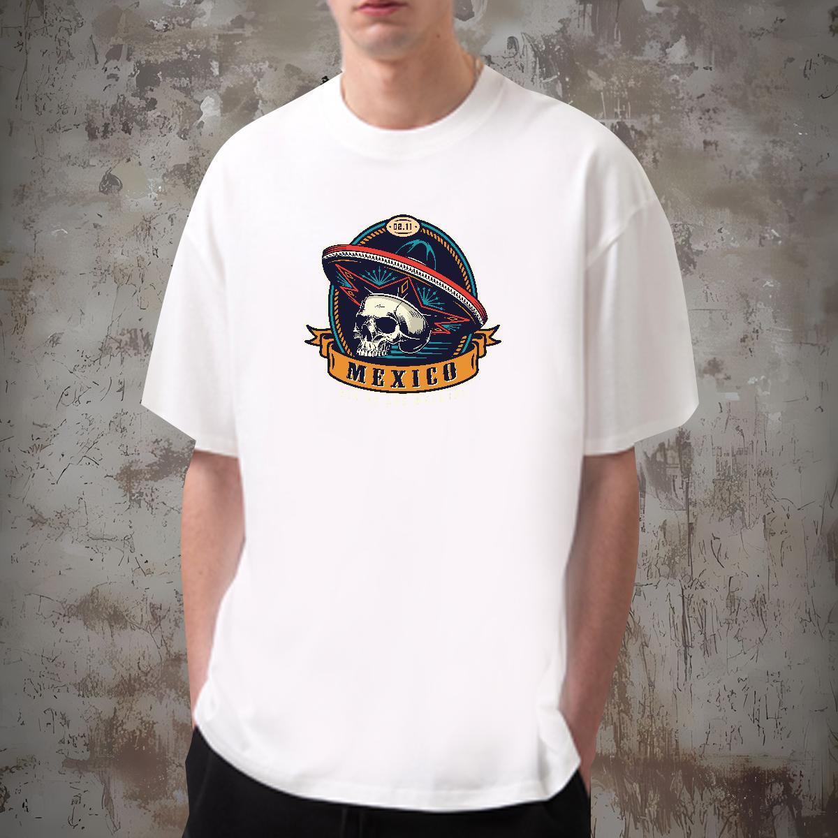 Wholesale Men T Shirts 230g 100% Cotton skull Outdoor Plus Size Custom Breathable Short Sleeve Mens Tshirts Fashion Casual Polos