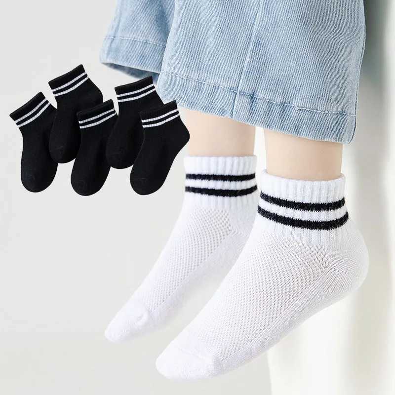 5 Pairs/Lot New Summer Children Socks Cotton Kids Girl Boy Fashion Black White Gray Pink For 1-12 Years Teen Student Baby Socks CL240824