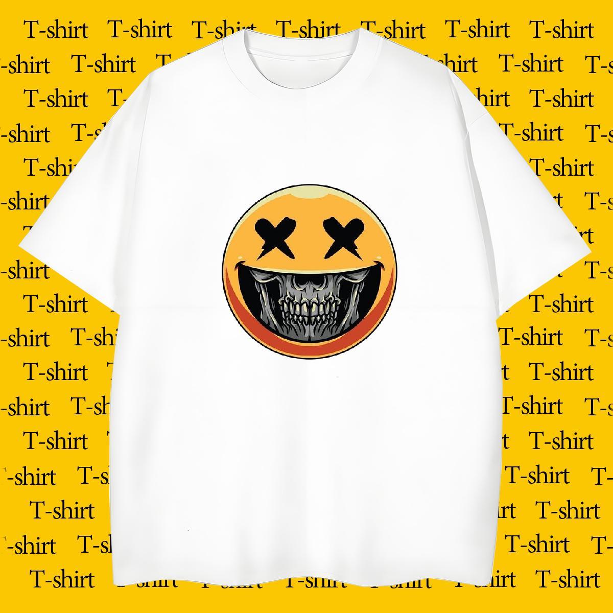 Free Shipping T Shirts Men 230g Cotton skull Daily Wear Customized Print Short Sleeve O-Neck Men Tees 2024 DIY Tee Shirt